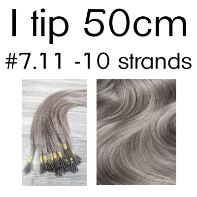 Color 7.11 50cm I tip European remy human hair (10 strands in a bundle)