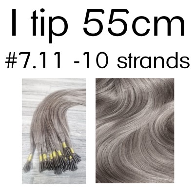 Color 7.11 55cm I tip European remy human hair (10 strands in a bundle)
