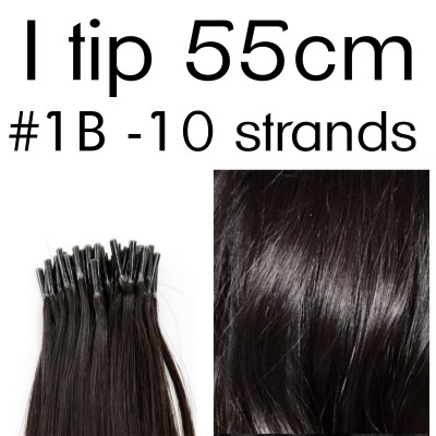 Color 1B 55cm I tip Indian remy human hair (10 strands in a bundle)