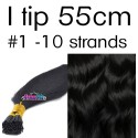 Color 1 Jet black 55cm I tip Indian remy human hair (10 strands in a bundle)