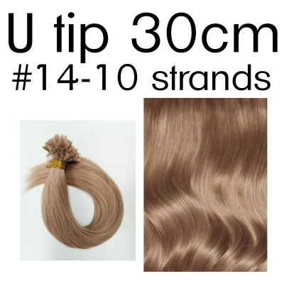 Color 14 30cm U tip European remy human hair (10 strands)