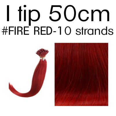 Color FIRE RED 50cm I tip European remy human hair (10 strands in a bundle)
