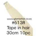 30cm 613A platinum (beach) blonde Tape in hair extensions 10pc European remy human hair