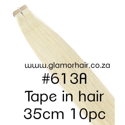 35cm 613A platinum (beach) blonde Tape in hair extensions 10pc European remy human hair