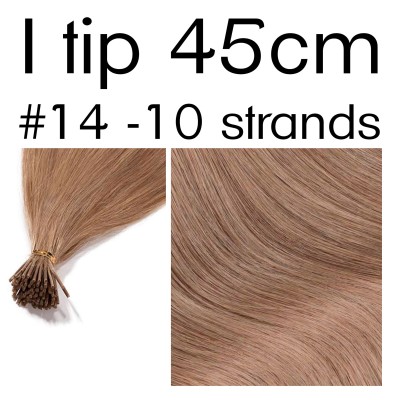 Color 14 45cm I tip European remy human hair (10 strands in a bundle)
