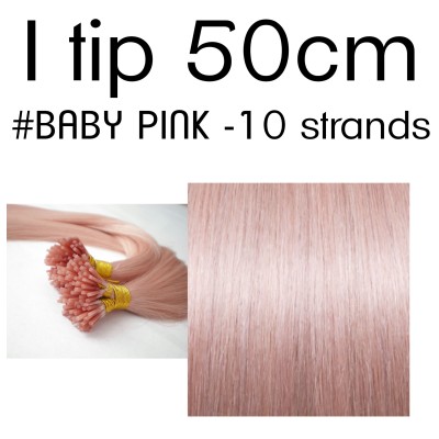 Color BABY PINK 50cm I tip European remy human hair (10 strands in a bundle)