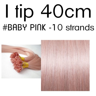 Color BABY PINK 40cm I tip European remy human hair (10 strands in a bundle)