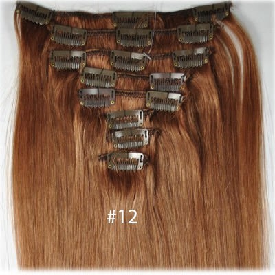 Color 12 45cm XXXL 10pc 220g High quality Indian remy clip in hair
