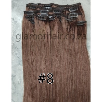 Color 8 50cm XXL 10pc 170g High quality Indian remy clip in hair