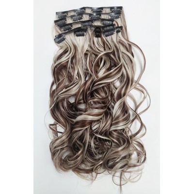 *9H88 55-60cm clip in hair extensions 10pc set- wavy, Synthetic