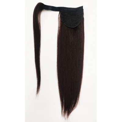 Color 2 40cm basic 100% Yaki texture Indian human hair Velcro ponytail