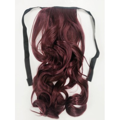 *99j-118 Red plum color, tie on wavy ponytail 55cm by ProExtend