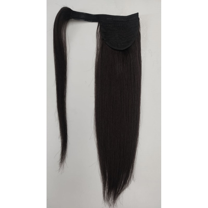 Color 1B 40cm 60g basic 100% Indian remy velcro ponytail
