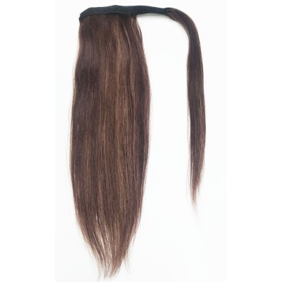 Color 4-9N 50cm Basic 100% silky straight Indian human hair Velcro ponytail
