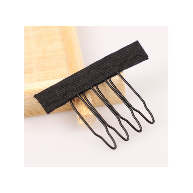 4 tooth wig comb attachment with material strip- price per piece