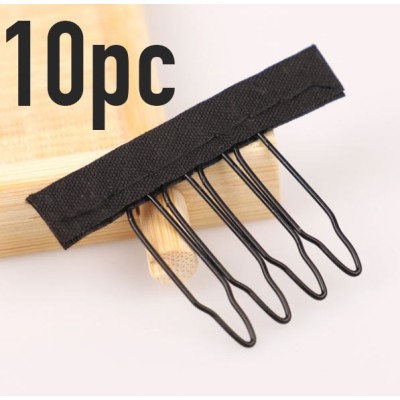 10pc pack 4 tooth wig comb attachment with material strip- price per piece