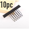 10pc pack 6 tooth wig comb attachment with material strip- price per piece