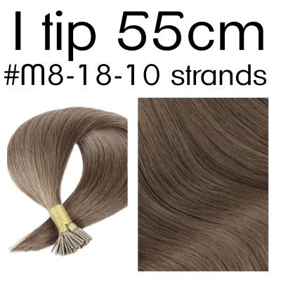Color M8-18 55cm I tip European remy human hair (10 strands in a bundle)