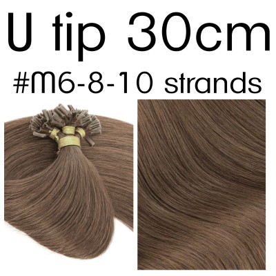 Color M6-8 30cm U tip European remy human hair (10 strands)