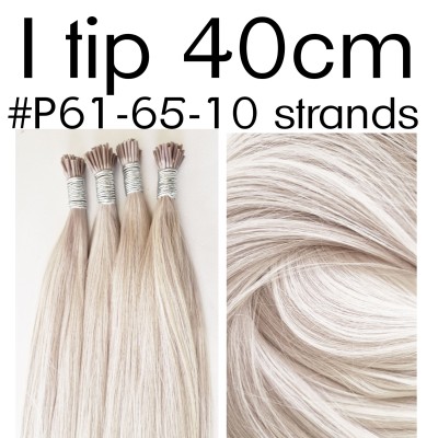 Color P61-65 40cm I tip European remy human hair (10 strands in a bundle)