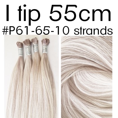 Color P61-65 55cm I tip European remy human hair (10 strands in a bundle)