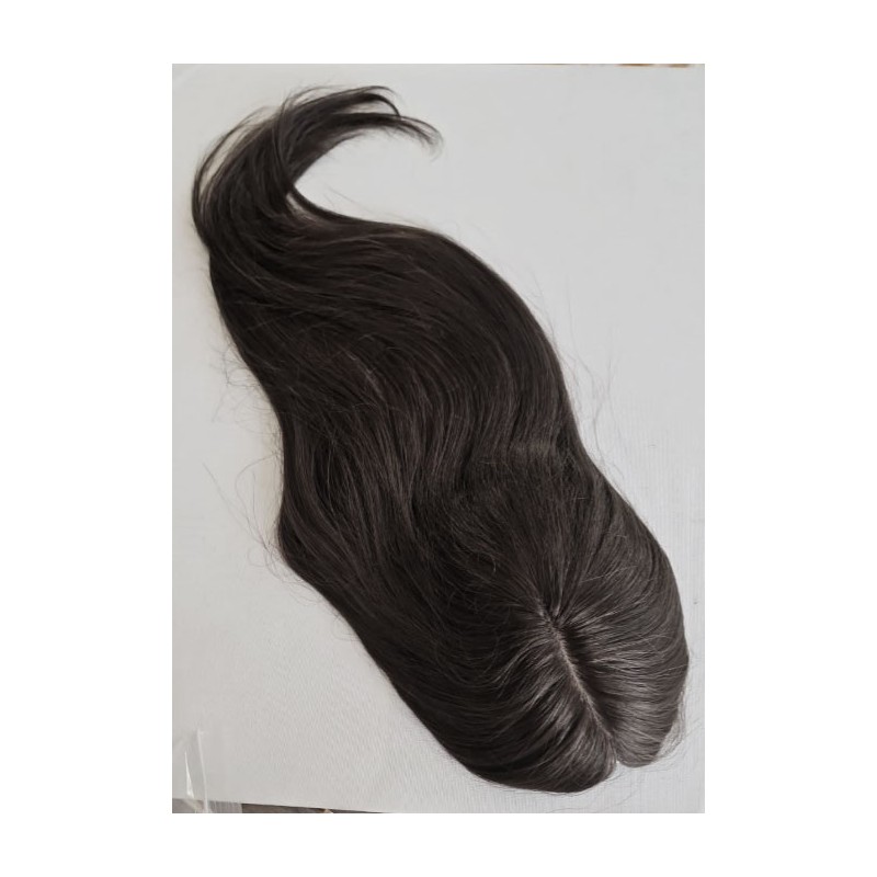 Color 1B 15x16 (45cm long) Crown topper. Full silk base,100% Indian remy human hair