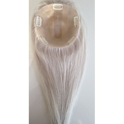 Color1001A 15x16 (45cm long) Crown topper. Full silk base,100% Indian remy human hair