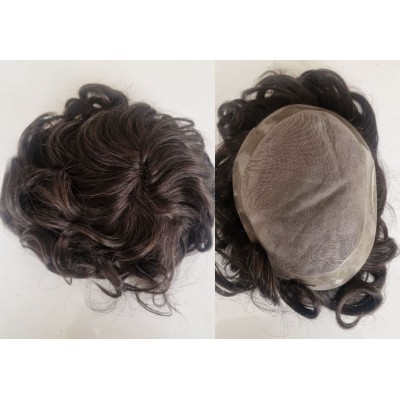 Color 2A Dura Mono 6"x8" silk base crown topper 6 inch long, 100% Indian remy human hair