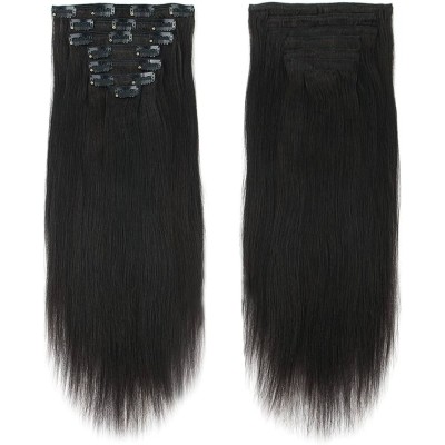 Color 1B 40cm YAKI 10pc 120g High quality Virgin Indian remy clip in hair