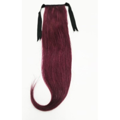 Color 99J 40cm Basic 100% silky straight Indian human hair tie on ponytail