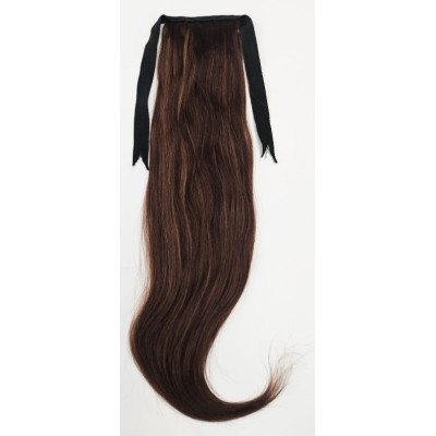 Color 4-9N 45cm Basic 100% silky straight Indian human hair tie on ponytail