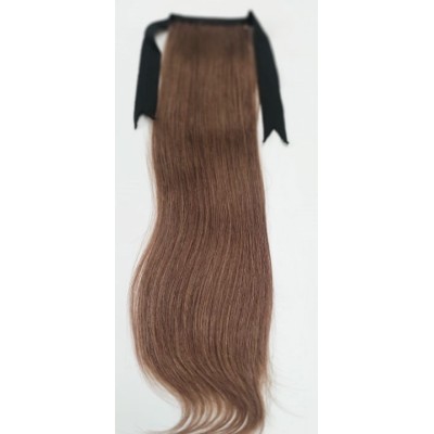 Color 8 50cm Basic 60g 100% silky straight Indian human hair tie on ponytail
