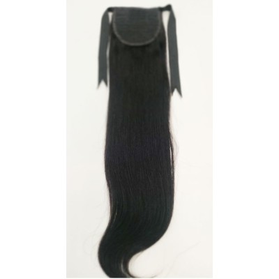 Color 1 40cm Basic 100% silky straight Indian human hair tie on ponytail