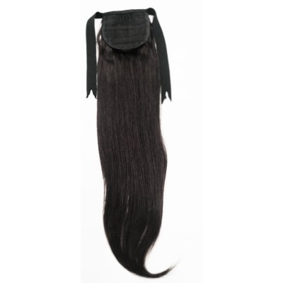 Color 1B 45cm Basic 100% silky straight Indian human hair tie on ponytail