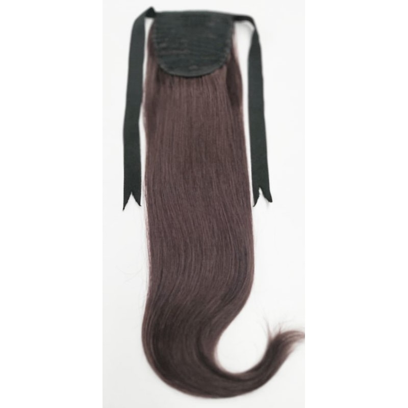 Color 4 45cm Basic 100% silky straight Indian human hair tie on ponytail