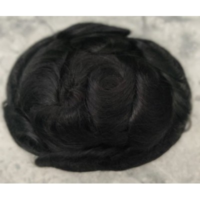 Color 1 Dura Mono 6"x8" silk base crown topper 6 inch long, 100% Indian remy human hair