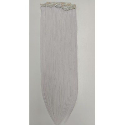 *600-60b Platinum white 55-60cm clip in hair extensions 10pc set- straight, Synthetic hair