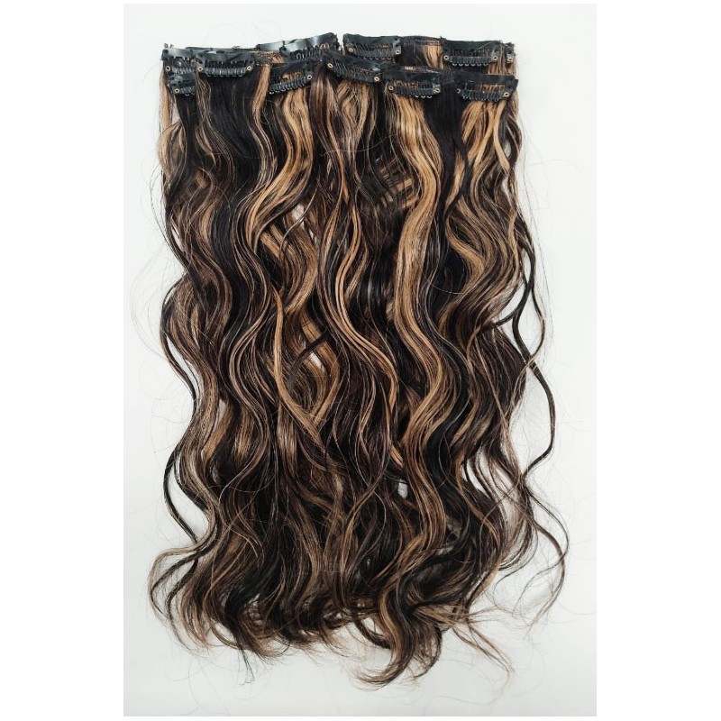40cm 10pc Natural wavy curls 120g clip in hair virgin Indian remy hair