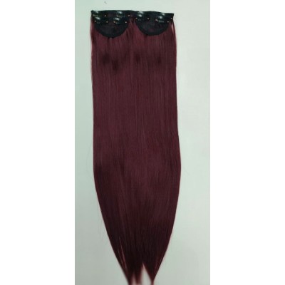 *118 M99j Deep plum 60cm Straight synthetic 3pc XXL clip in hair extensions