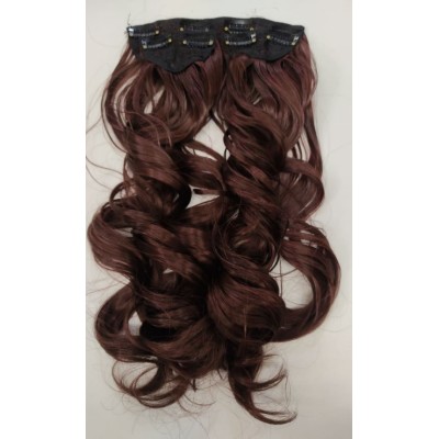 *33 Mahogany brown 60cm wavy Synthetic 3pc XXL clip in hair extensions