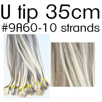 Color F91-60 35cm U tip European remy human hair (10 strands)
