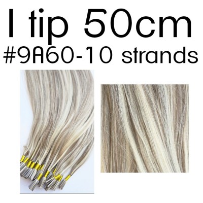 Color F91-60 50cm I tip European remy human hair (10 strands in a bundle)