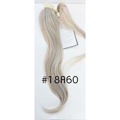 Color 18A60 35cm 60g basic 100% Indian remy velcro ponytail