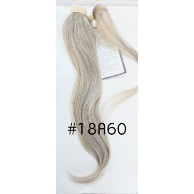 Color 18A60 50cm Basic 100% silky straight Indian human hair Velcro ponytail