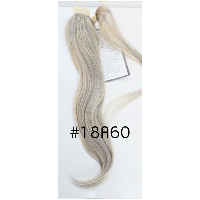 Color 18A60 50cm Basic 100% silky straight Indian human hair Velcro ponytail