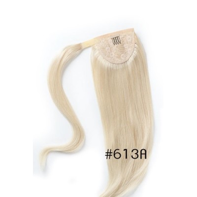 Color 613A 50cm Basic 100% silky straight Indian human hair Velcro ponytail