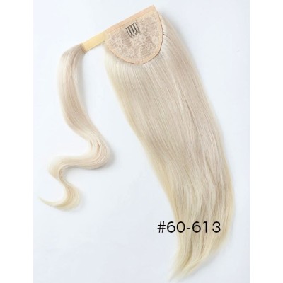 Color 60-613 50cm Basic 100% silky straight Indian human hair Velcro ponytail