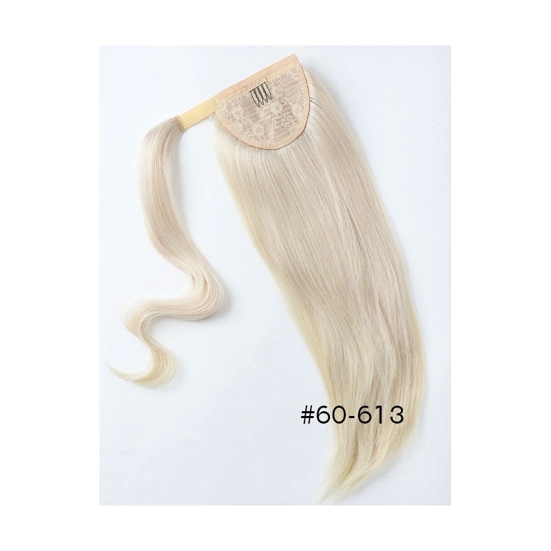 Color 60-613 50cm Basic 100% silky straight Indian human hair Velcro ponytail