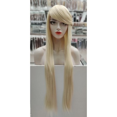 Lightest beach blonde long fringe straight cosplay wig M60-613