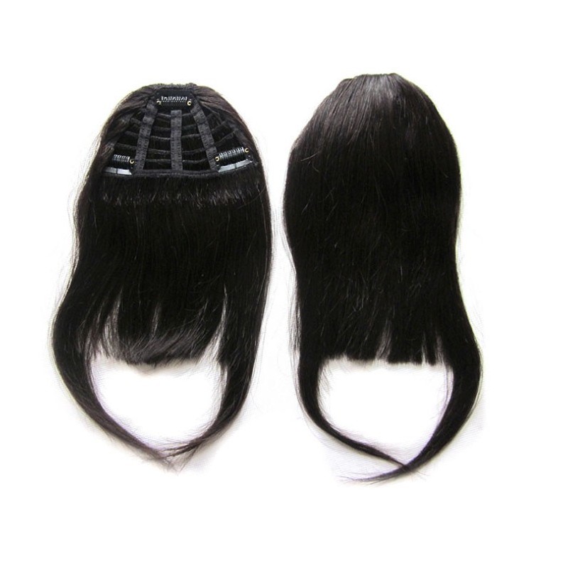 Color 1 long side 100% human hair clip on fringe